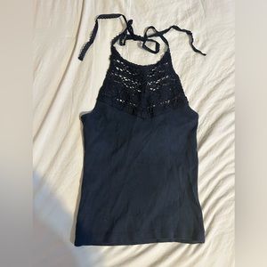 Free People Black Crochet Halter Tank. Never Worn.